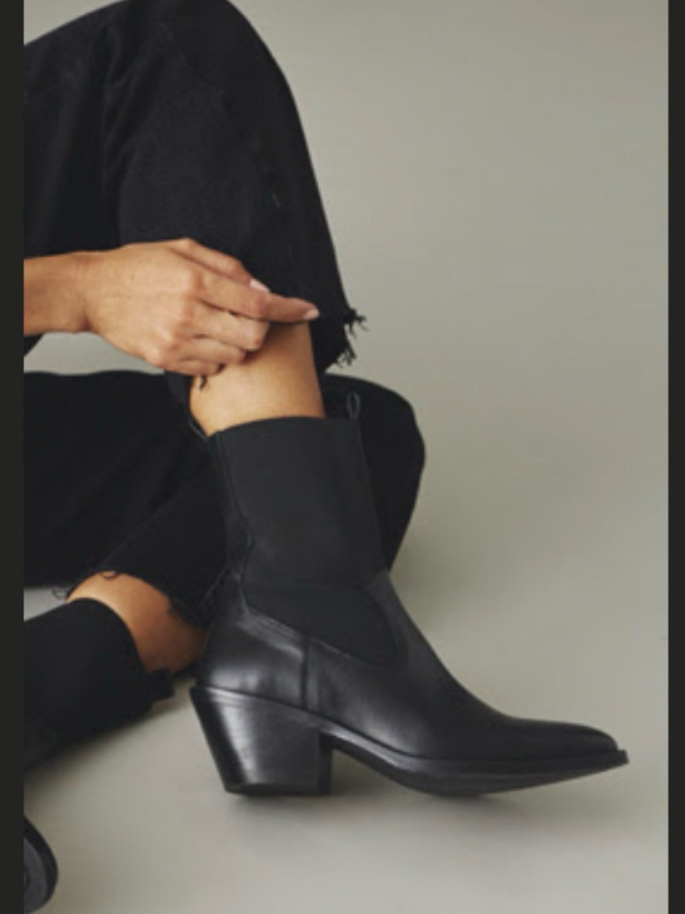 Women’s Black Leather Western Ankle Boots